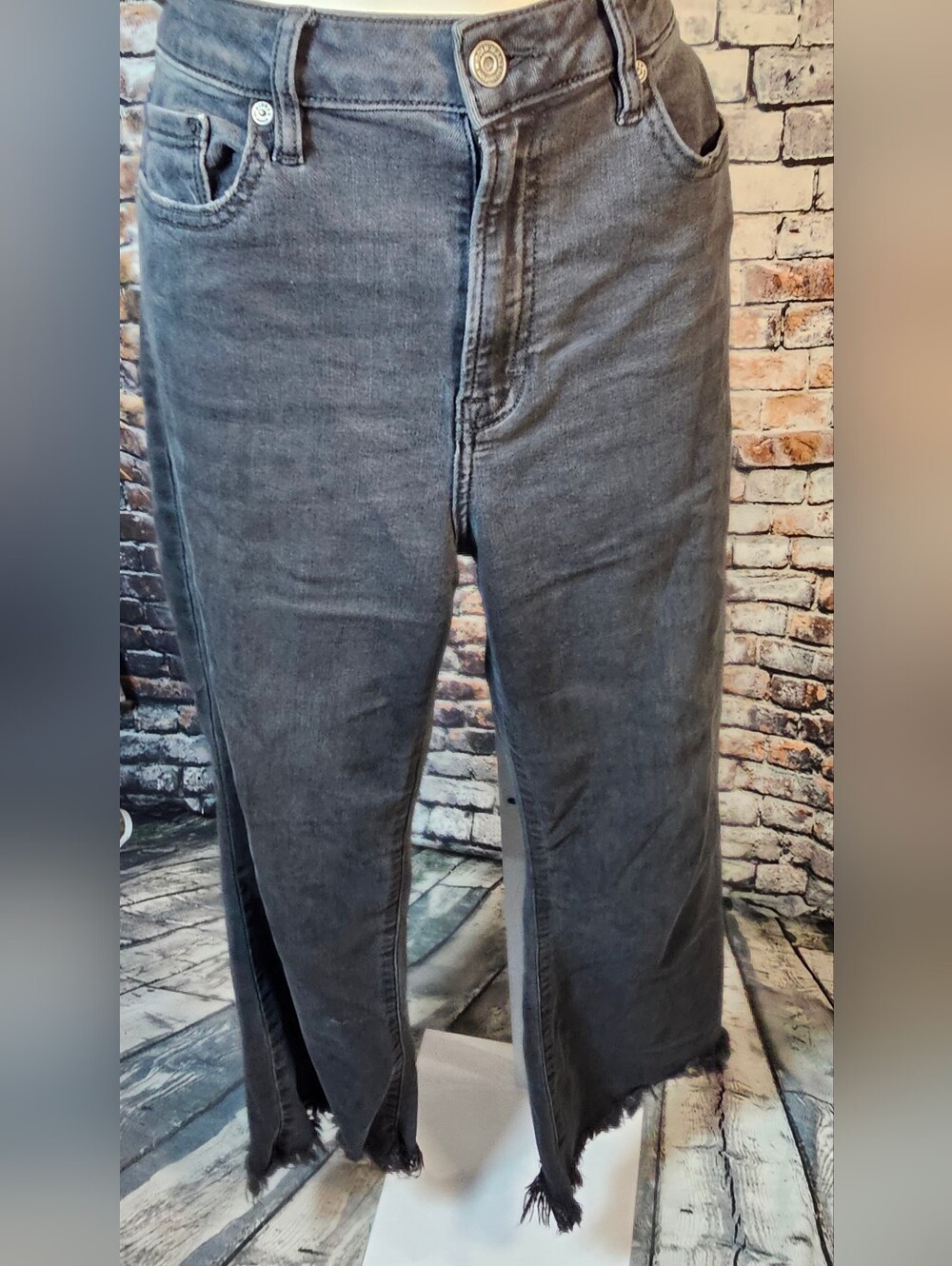 Hidden Los Angeles High Rise Split Hem Wide Leg Jeans Women's Sz 30 Washed Black